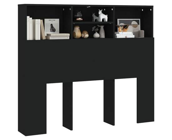 Tăblie de pat cu dulap, negru, 120x19x103,5 cm, 4 image