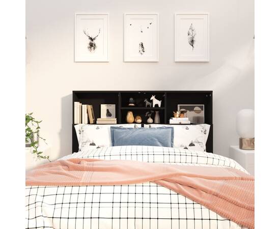 Tăblie de pat cu dulap, negru, 120x19x103,5 cm, 3 image