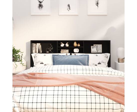 Tăblie de pat cu dulap, negru, 180x19x103,5 cm