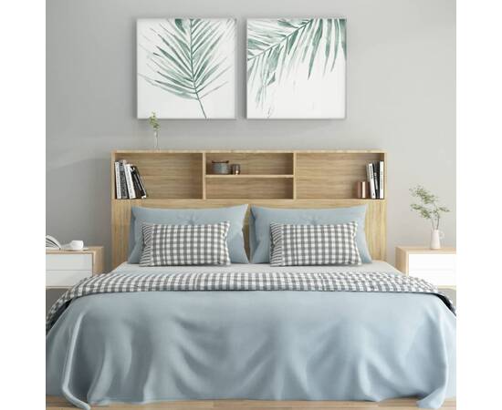 Tăblie de pat cu dulap, stejar sonoma, 160x19x103,5 cm, 3 image