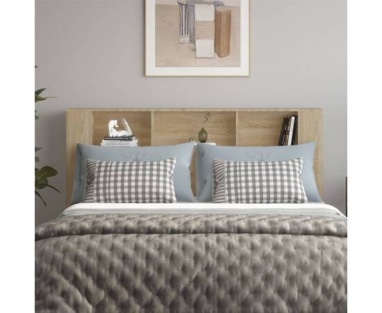 Tăblie de pat cu dulap, stejar sonoma, 180x18,5x104,5 cm, 3 image