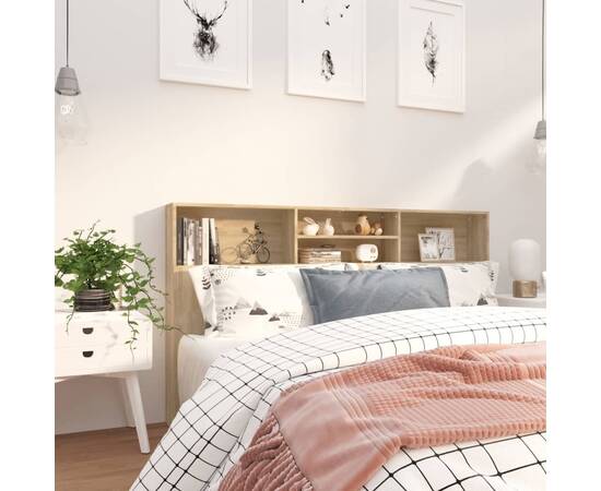 Tăblie de pat cu dulap, stejar sonoma, 180x19x103,5 cm, 6 image