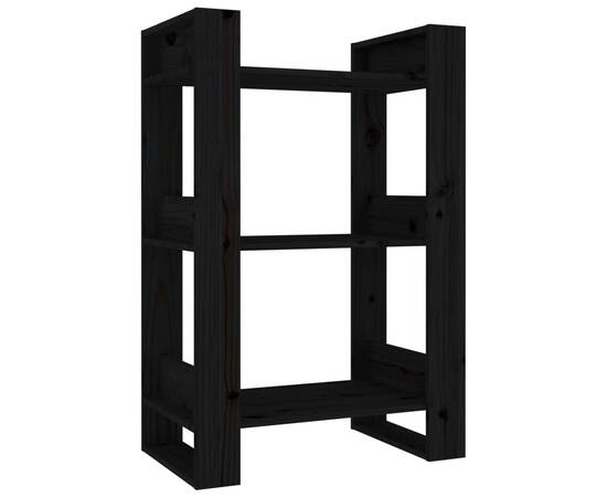 Bibliotecă/separator cameră,negru, 60x35x91 cm, lemn masiv pin, 2 image