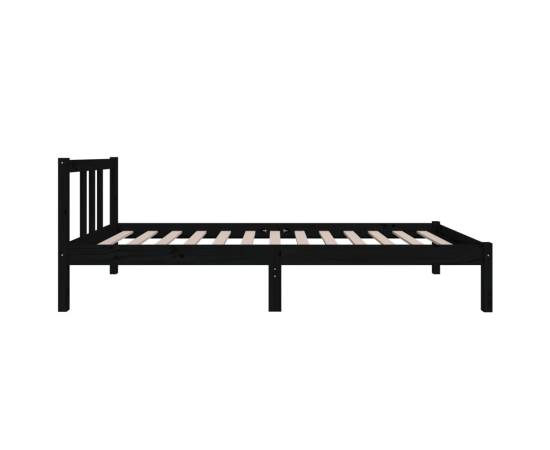 Cadru de pat mic single 2ft6, negru, 75x190 cm, lemn masiv, 5 image
