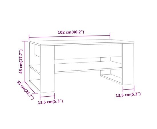 Măsuță de cafea, gri sonoma, 102x55x45 cm, lemn prelucrat, 7 image