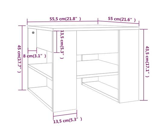 Măsuță de cafea, gri sonoma, 55,5x55x45 cm, lemn prelucrat, 7 image