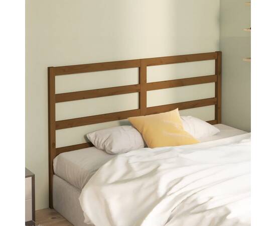 Tăblie de pat, maro miere, 126x4x100 cm, lemn masiv de pin, 3 image