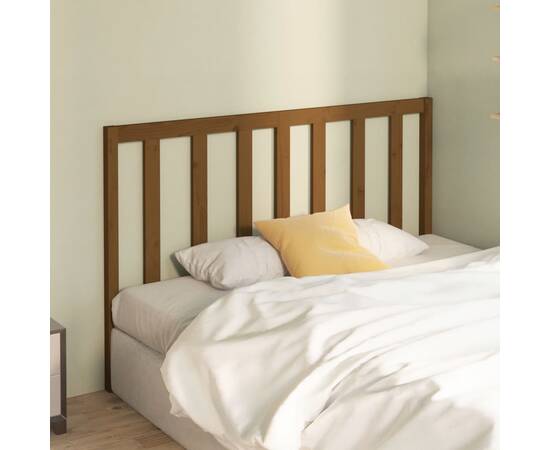 Tăblie de pat, maro miere, 156x4x100 cm, lemn masiv de pin, 3 image