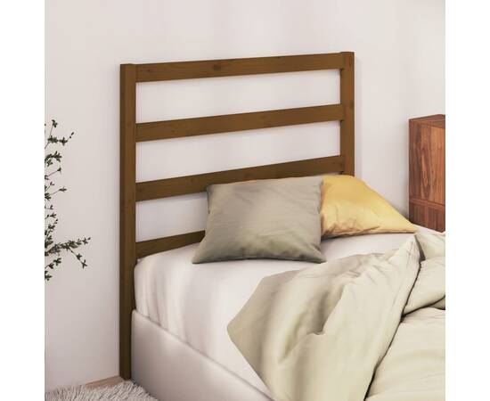 Tăblie de pat, maro miere, 96x4x100 cm, lemn masiv de pin, 3 image