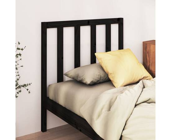 Tăblie de pat, negru, 106x4x100 cm, lemn masiv de pin