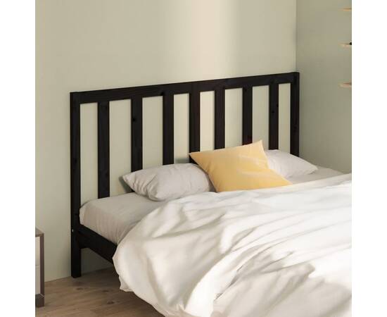 Tăblie de pat, negru, 156x4x100 cm, lemn masiv de pin