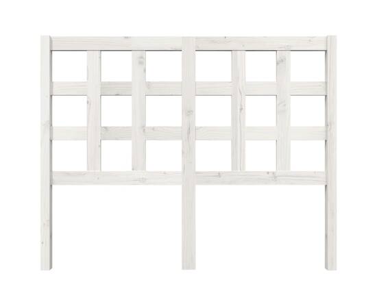 Tăblie de pat, alb, 125,5x4x100 cm, lemn masiv de pin, 3 image