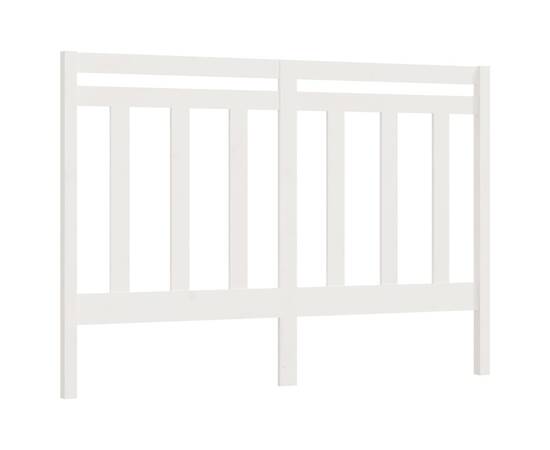 Tăblie de pat, alb, 146x4x100 cm, lemn masiv de pin, 2 image