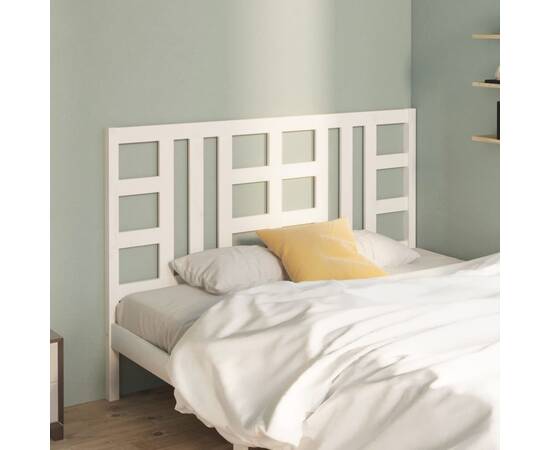 Tăblie de pat, alb, 166x4x100 cm, lemn masiv de pin