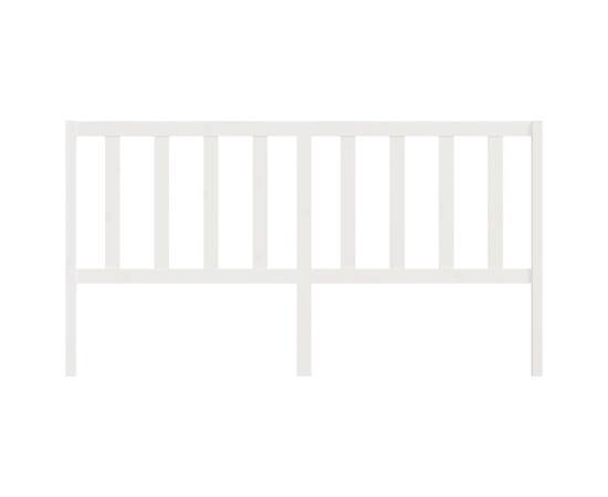 Tăblie de pat, alb, 206x4x100 cm, lemn masiv de pin, 4 image