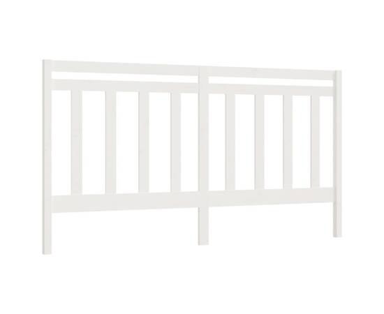 Tăblie de pat, alb, 206x4x100 cm, lemn masiv de pin, 2 image