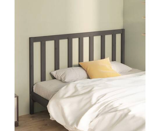 Tăblie de pat, gri, 141x4x100 cm, lemn masiv de pin