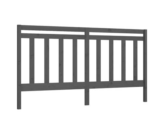 Tăblie de pat, gri, 186x4x100 cm, lemn masiv de pin, 2 image