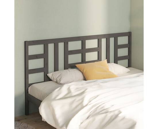 Tăblie de pat, gri, 206x4x100 cm, lemn masiv de pin