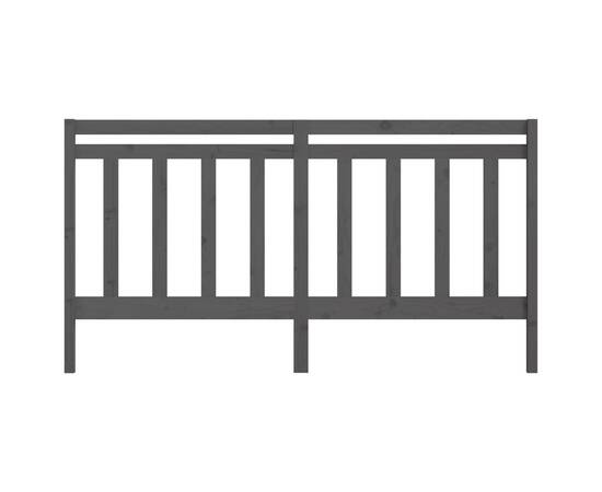 Tăblie de pat, gri, 206x4x100 cm, lemn masiv de pin, 4 image