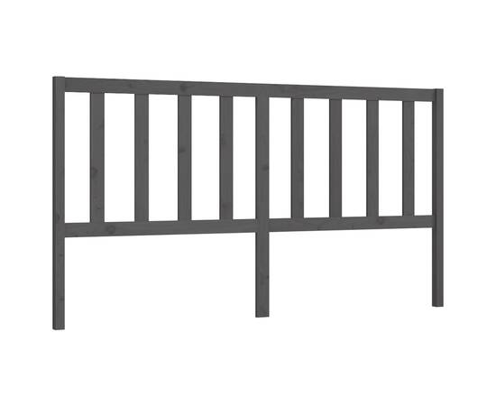 Tăblie de pat, gri, 206x4x100 cm, lemn masiv de pin, 2 image