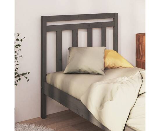 Tăblie de pat, gri, 81x4x100 cm, lemn masiv de pin