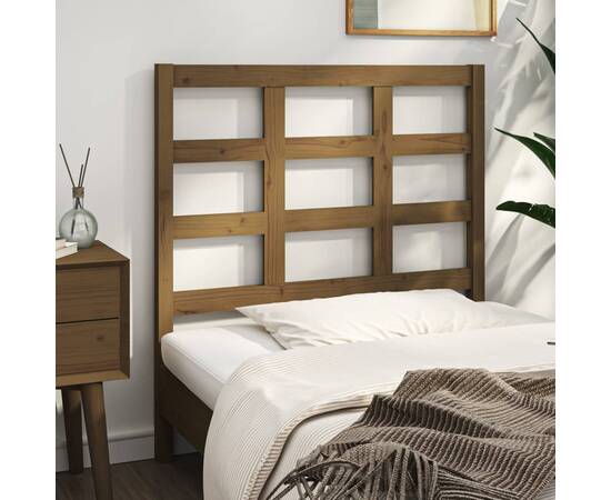 Tăblie de pat, maro miere, 105,5x4x100 cm, lemn masiv de pin, 4 image