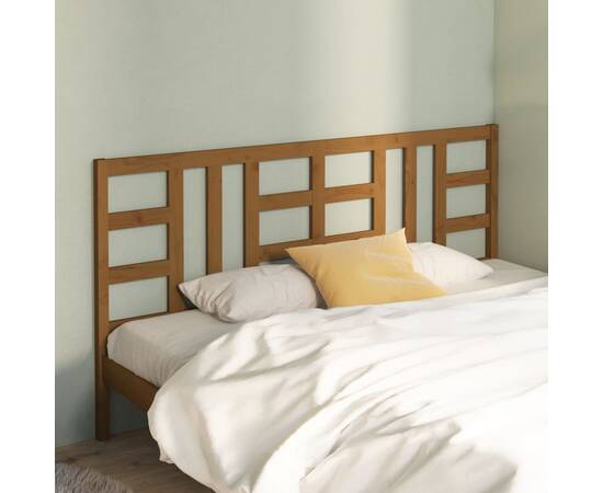 Tăblie de pat, maro miere, 206x4x100 cm, lemn masiv de pin