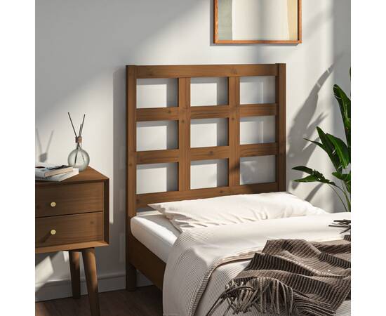 Tăblie de pat, maro miere, 80,5x4x100 cm, lemn masiv de pin, 4 image