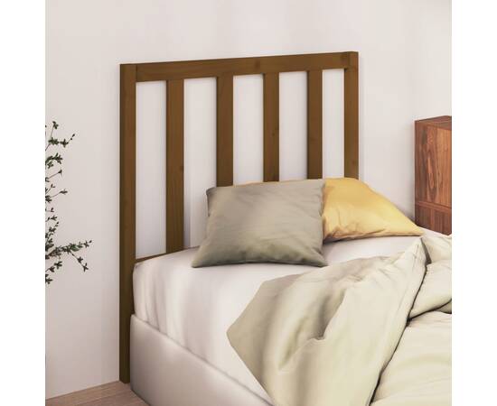 Tăblie de pat, maro miere, 96x4x100 cm, lemn masiv de pin, 3 image