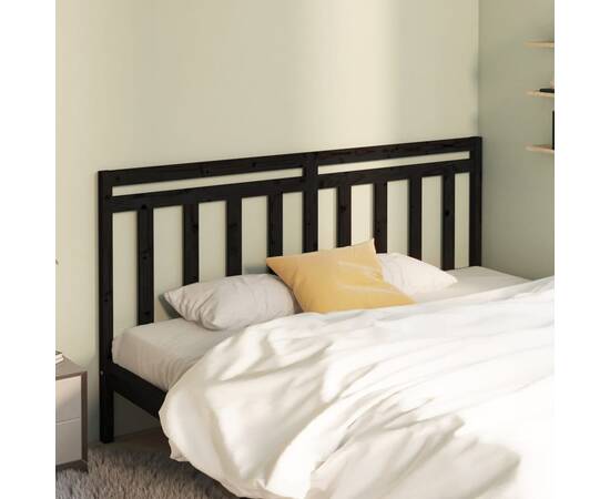 Tăblie de pat, negru, 186x4x100 cm, lemn masiv de pin