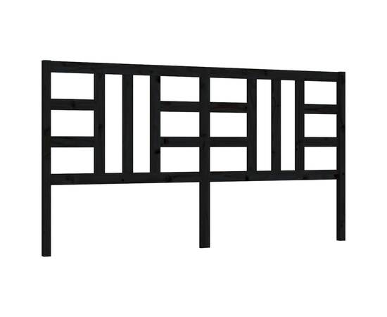Tăblie de pat, negru, 186x4x100 cm, lemn masiv de pin, 2 image