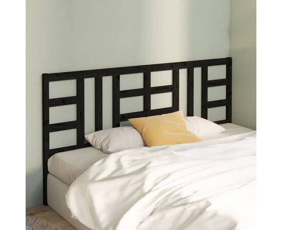Tăblie de pat, negru, 186x4x100 cm, lemn masiv de pin, 3 image