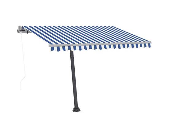 Copertină autonomă retractabilă automat albastru&alb 350x250 cm, 4 image