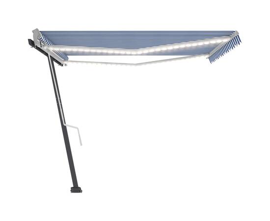 Copertină retractabilă manual cu led, albastru&alb, 400x300 cm, 3 image