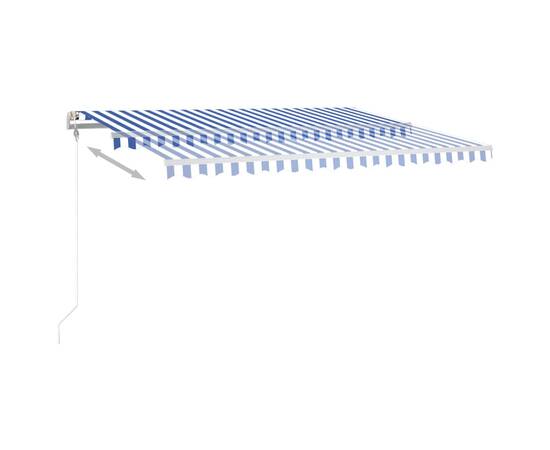 Copertină retractabilă manual cu led, albastru&alb, 400x300 cm, 6 image