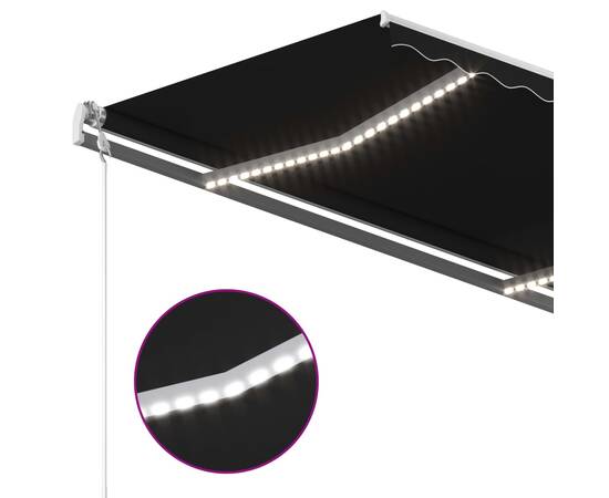 Copertină retractabilă manual cu led, antracit, 350x250 cm, 7 image