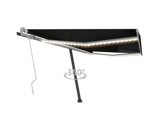 Copertină retractabilă manual cu led, antracit, 400x300 cm