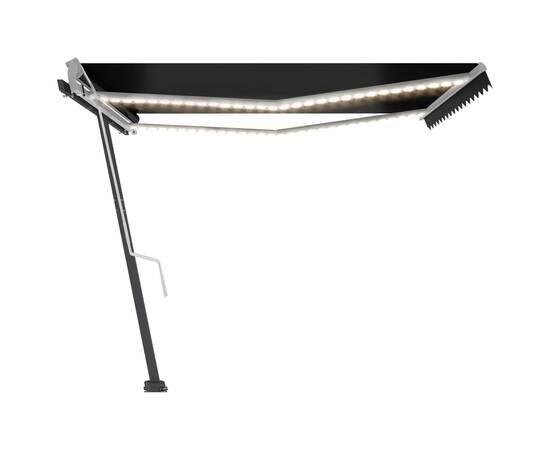 Copertină retractabilă manual cu led, antracit, 400x300 cm, 3 image