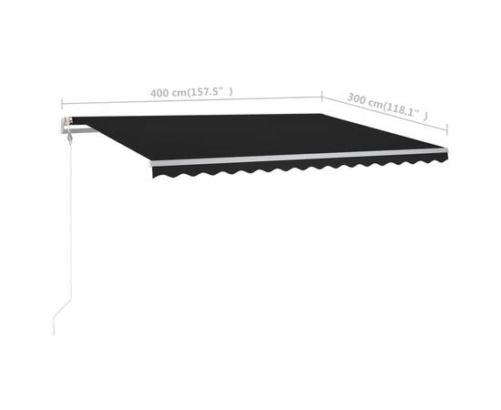 Copertină retractabilă manual cu led, antracit, 400x300 cm, 11 image