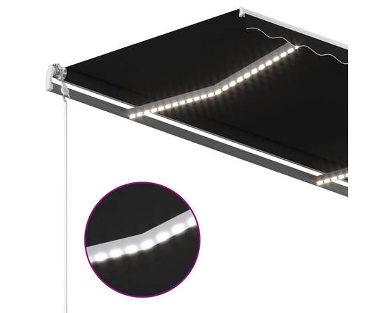 Copertină retractabilă manual cu led, antracit, 400x300 cm, 7 image