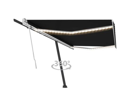 Copertină retractabilă manual cu led, antracit, 500x300 cm