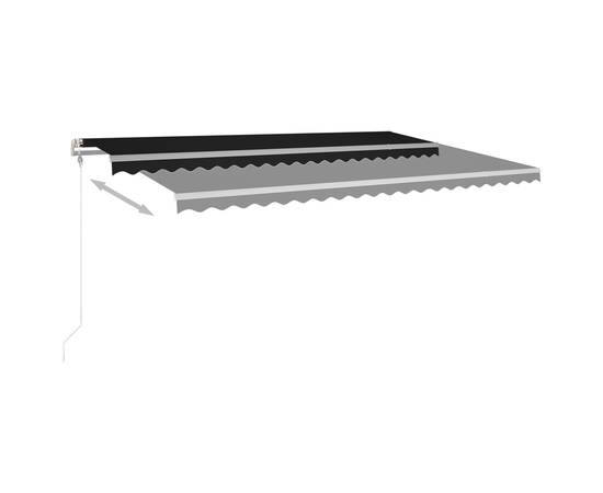 Copertină retractabilă manual cu led, antracit, 500x300 cm, 6 image