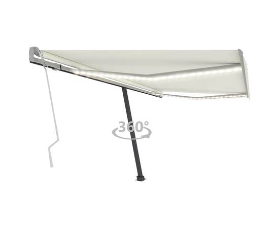 Copertină retractabilă manual cu led, crem, 400x300 cm