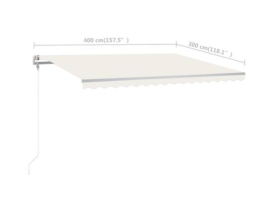 Copertină retractabilă manual cu led, crem, 400x300 cm, 11 image