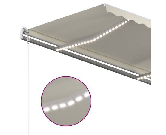 Copertină retractabilă manual cu led, crem, 400x300 cm, 7 image