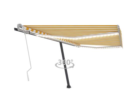 Copertină retractabilă manual cu led, galben & alb, 400x300 cm