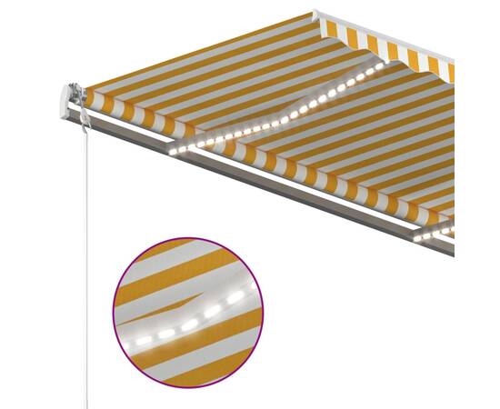 Copertină retractabilă manual cu led, galben & alb, 400x300 cm, 7 image