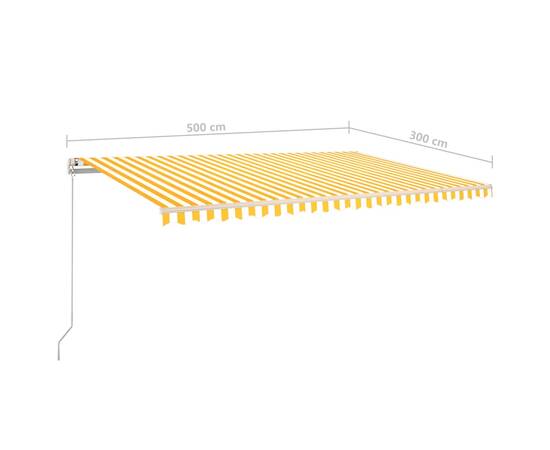 Copertină retractabilă manual cu led, galben și alb, 500x300 cm, 11 image