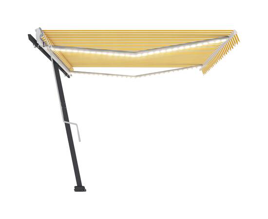 Copertină retractabilă manual cu led, galben și alb, 500x300 cm, 3 image